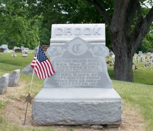 Grave of Captain Walter Crook, Co. F 74th OVI. Maple Hill Cemetery. Tipp City, Ohio 